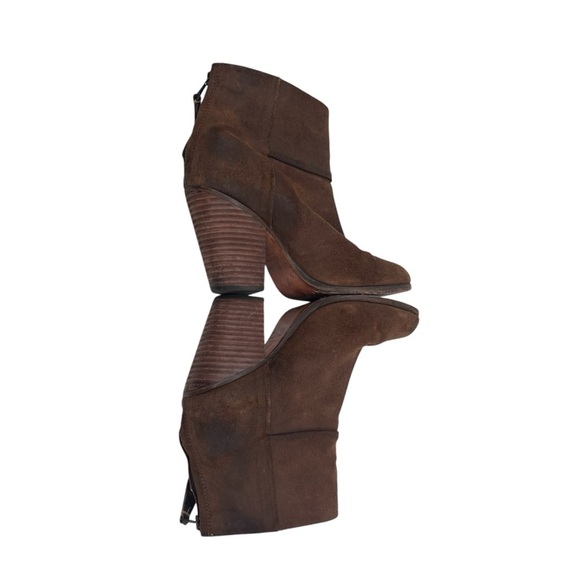 rag & bone Brown Leather Block Heel Ankle Booties Size 37 - Picture 5 of 10